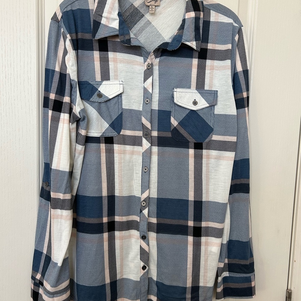 Como Vintage Blue and White Plaid Shirt